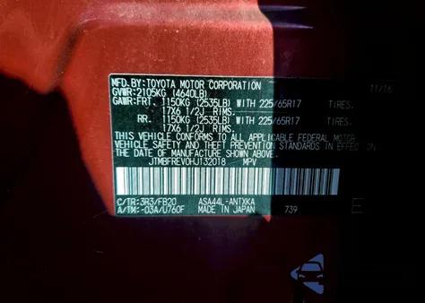 2017 Toyota Rav4 Le from USA, damaged, VIN JTMBFREV0HJ132018